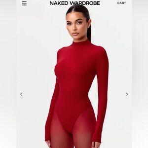 Naked Wardrobe Scarlet Long Sleeve Bodysuit